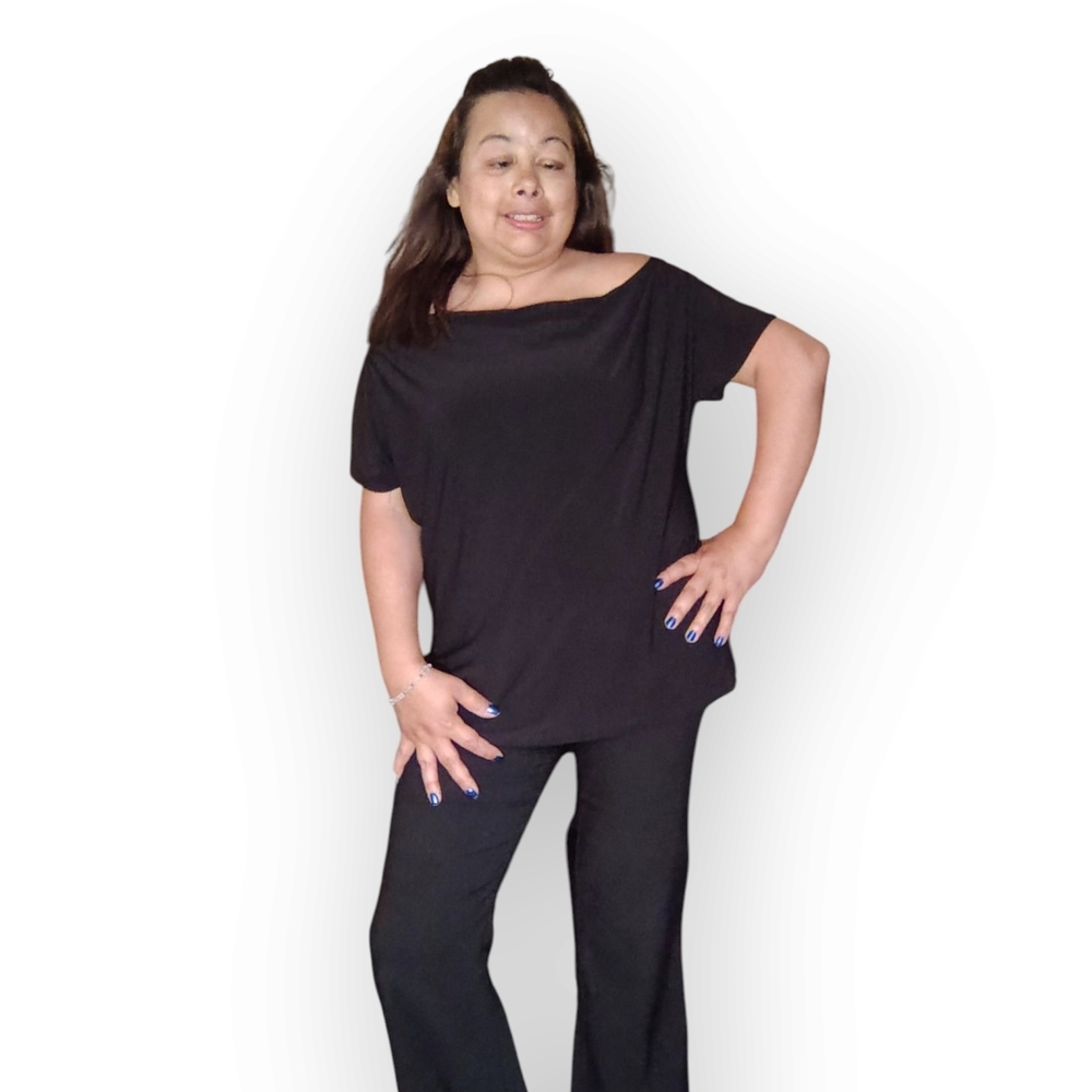 Jessica Black Draped Top – Size Large - Picture 8 of 15